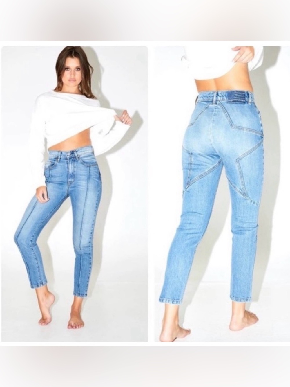 REVICE Light Blue High-Rise Sculpting Cropped Jeans 31